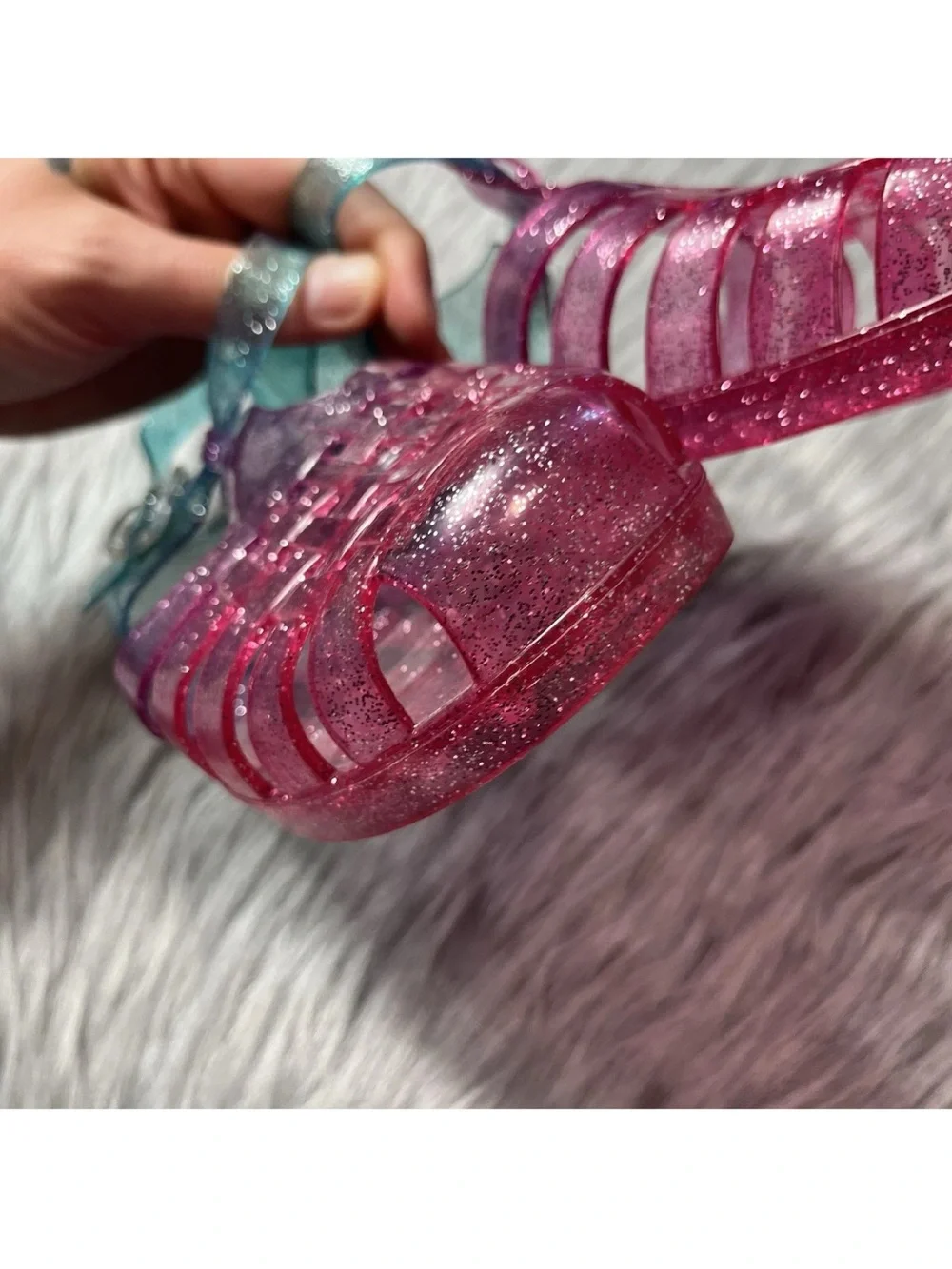 The Children’s Place Ombre Glitter Pink Jelly Sandals Girls Size 5